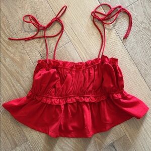 Altered State spaghetti, tie strap vibrant red top